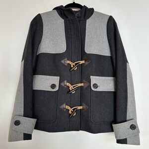 J. Crew Women’s Color Block Duffle Toggle Coat in Heather Charcoal Size 6
